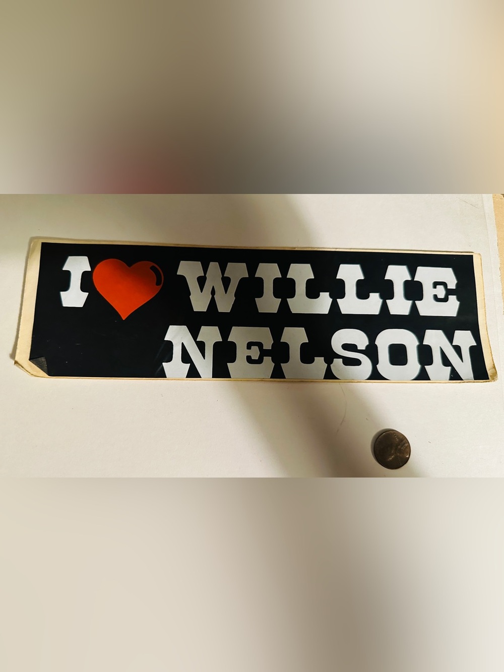 Vintage Willie Nelson Black and White Red Love Heart Bumper Sticker